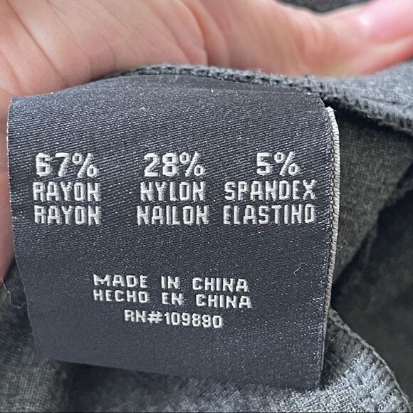 Seven 7 Dark Gray Pintuck Pull On Pants, Straight Leg - Large - Picture 4 of 8